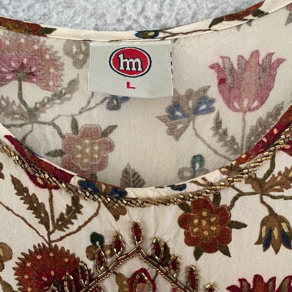 HM Women Dress Crewneck Long Sleeve Floral Print   Bohemian - Picture 3 of 16